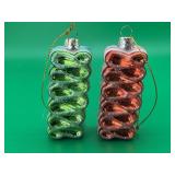 2 Old World Christmas glass ribbon candy ornaments