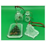 4 Crystal & Glass Christmas Orna,emnts