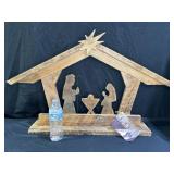 Large Rustic wooden nativity scene