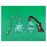 2 Orrefors Chrysal Christmas Ornamentes