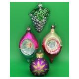 4 Mid-20th-century mercury glass Ornaments