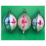 3 Piece Hand-Painted Mercury Glass Ornaments