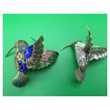 2 Cloisonnï¿½ Hummingbird Ornaments