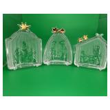 3 MIKASA Crystal Nativity Scene Scrulptures