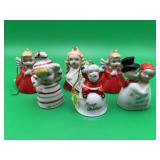 6 Mid-century Ceramic Christmas Bell Ornaments