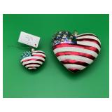 2 Christopher Radko American flag heart ornament