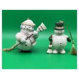 2 Vintage Snowman Lenox porcelain ornament