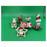 6 VIntage Mouse Christmas Ornaments
