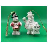 2 Lenox Snowmen Christmas Ornaments