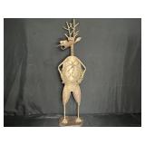Decorative gold-tone metal reindeer statue