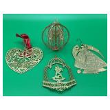 4 Vintage Gold-toned  Filigree Ornaments