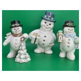 3 Lenox  Porcelain Snowman Figurines