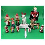 Vintage hand-painted wooden Christmas ornaments