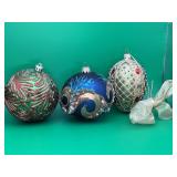 3 PIece Embellished Glass Ornaments