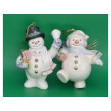 2 Lenox porcelain snowman ornament