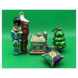 4 Vintage Blown Glass Christmas Ornaments