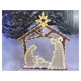 Pre-lit 2D Holy Family nativity yard manger scene