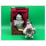 2 Lenox porcelain snowman Christmas ornament