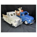 2 Large Decorative Metal Trucks Farm Decor