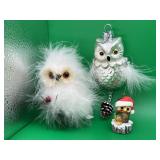 3 Owl Christmas Tree Ornaments