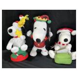 3 Plush Snoopy/Woodstock Holiday Toys