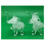 2 Spun glass Elehant Christmas Ornaments