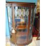 Antique Curved Leaded Glass Curio Cabinet