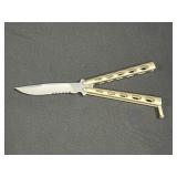 440 S Stainless Partial Serrated Butterfly Knife