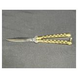 Gold-Colored Skeletonized Butterfly Knife