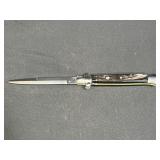 10.75" Black Horn Italian Stiletto Knife