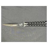 Black Die Cut Circular Design Butterfly Knife