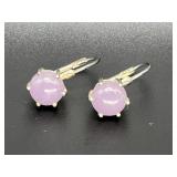 Sterling Silver Lavendar Jade Earrings