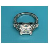 Sterling Silver & Princess Cut CZ Ladies Ring