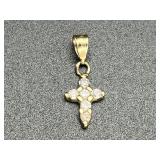 10k Gold & Diamond Chip Cross