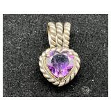 Judith Ripka 18K Sterling  Amethyst Heart Pendant
