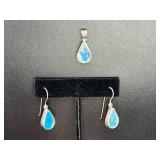 Israeli Roman Glass, Sterling Earrings & Pendant