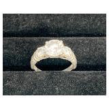 Sterling Silver Ladies Clear Stone Ring