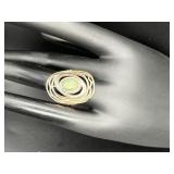 Sterling & Green Agate Swirl Statement Ring