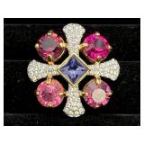 Signed Swarovski Tanzanite Colored Crystal Pin