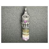Amethyst Cylinder Pendant with Sterling Filigree