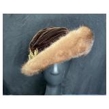 Mink Fur Brim Pillbox-style Cocktail hat