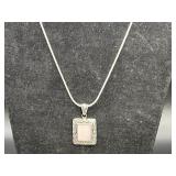 Sterling Necklace with Large Mother Pearl Pendant