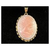 Vintage 14K Gold Cameo Pendant