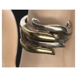 Sterling & 14K Gold Layered wave Wrap Ring