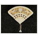 Retired Swarovski  Pave Filigree Venetian Fan Pin