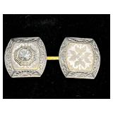 Antique Platinum Over 14K Gold Diamond Cufflinks