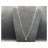 Purple Solitair Pendant with Sterling Silver Chain