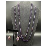 Aurora Borealis Flapper Bead Necklace & Earrings