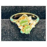 Vtg Joseph Cleary Cocktail Ring with Jade Stone