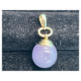 Lavender Color Jade & 14k Gold Pendant